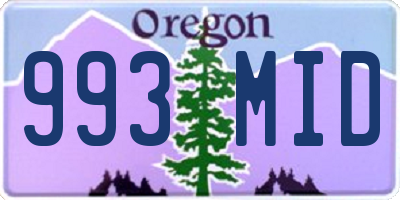 OR license plate 993MID