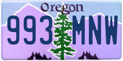 OR license plate 993MNW