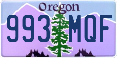 OR license plate 993MQF