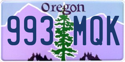 OR license plate 993MQK