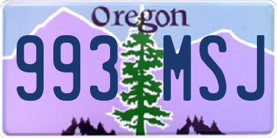 OR license plate 993MSJ