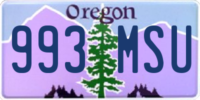 OR license plate 993MSU