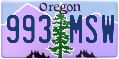 OR license plate 993MSW