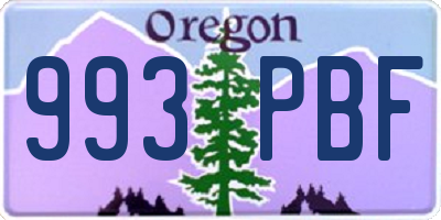 OR license plate 993PBF