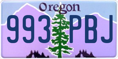OR license plate 993PBJ