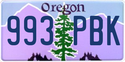 OR license plate 993PBK