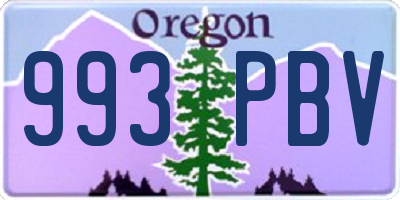 OR license plate 993PBV