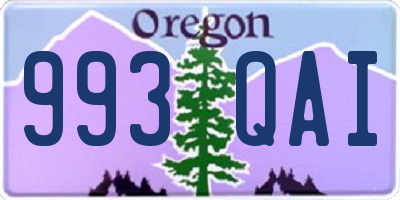 OR license plate 993QAI