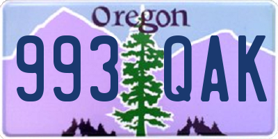 OR license plate 993QAK