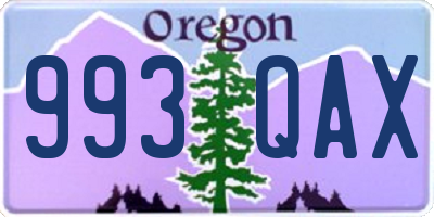OR license plate 993QAX