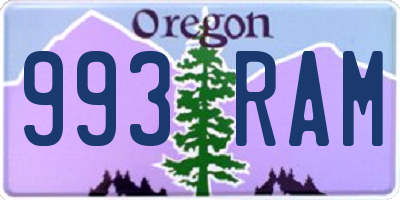 OR license plate 993RAM