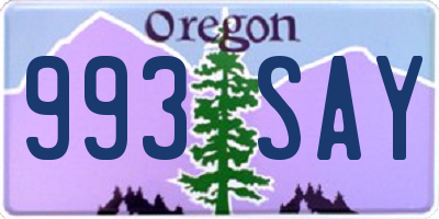 OR license plate 993SAY