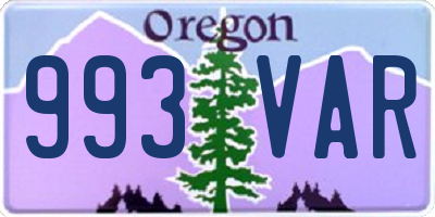 OR license plate 993VAR