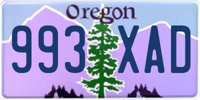 OR license plate 993XAD