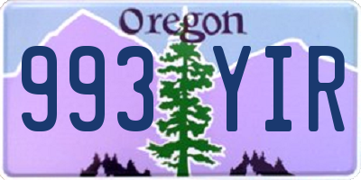 OR license plate 993YIR