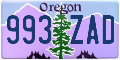 OR license plate 993ZAD
