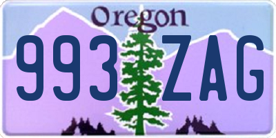 OR license plate 993ZAG