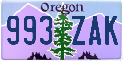 OR license plate 993ZAK