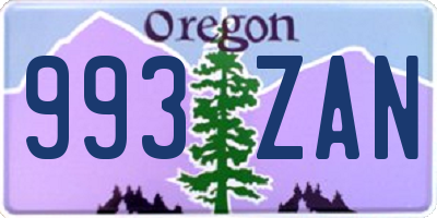 OR license plate 993ZAN