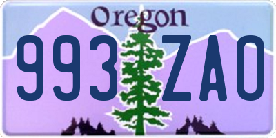 OR license plate 993ZAO