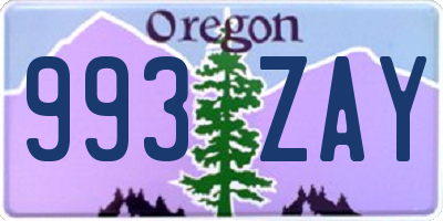 OR license plate 993ZAY