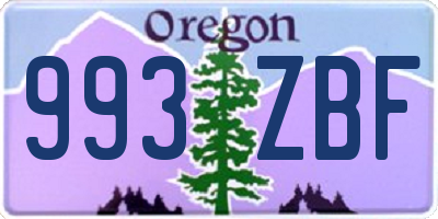 OR license plate 993ZBF