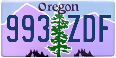 OR license plate 993ZDF