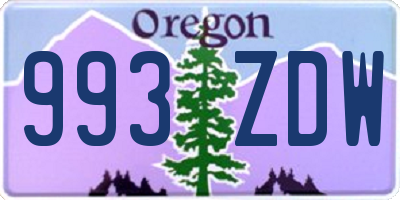 OR license plate 993ZDW