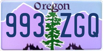 OR license plate 993ZGQ