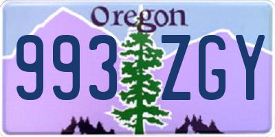 OR license plate 993ZGY