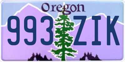 OR license plate 993ZIK