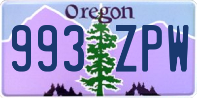 OR license plate 993ZPW