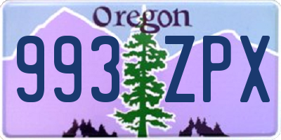 OR license plate 993ZPX
