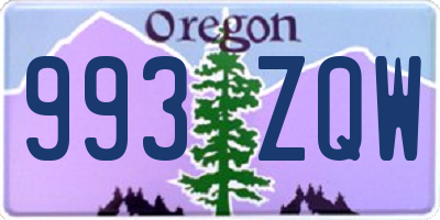 OR license plate 993ZQW