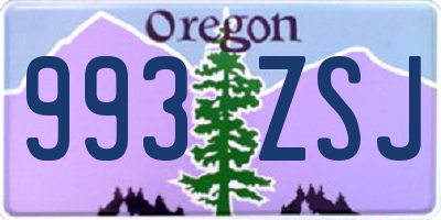 OR license plate 993ZSJ