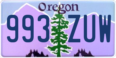 OR license plate 993ZUW