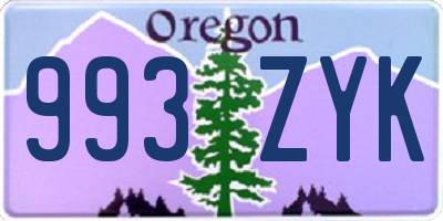 OR license plate 993ZYK