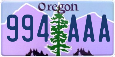 OR license plate 994AAA