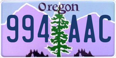 OR license plate 994AAC
