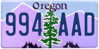 OR license plate 994AAD