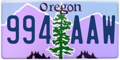 OR license plate 994AAW