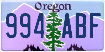 OR license plate 994ABF