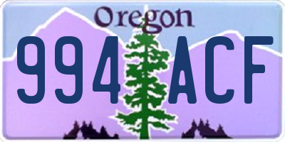 OR license plate 994ACF