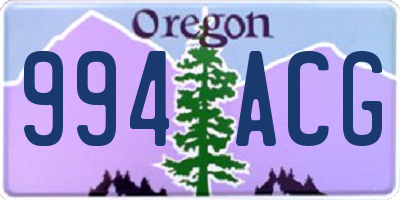OR license plate 994ACG
