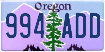 OR license plate 994ADD
