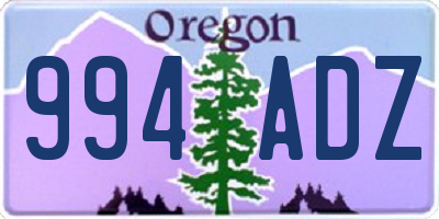 OR license plate 994ADZ