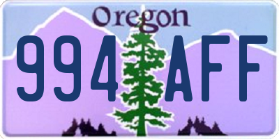 OR license plate 994AFF