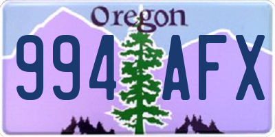 OR license plate 994AFX