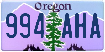 OR license plate 994AHA