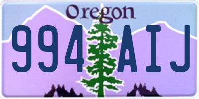 OR license plate 994AIJ